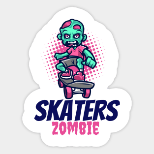 Zombie riding skate cute zombie design Sticker